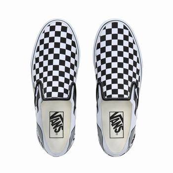 Damske Slip On Tenisky Vans Checkerboard Flame Classic Čierne/Biele VA79QYNBU